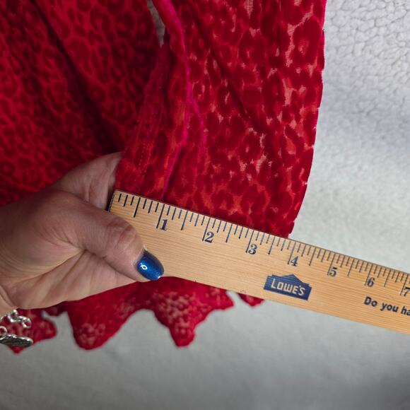 KOOPLES SZ2 NWT burnout Velvet texture Red Leopard V neck Buttondown sexy dress - Picture 10 of 16